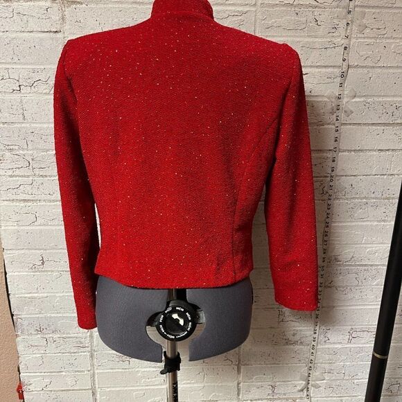 Jessica Howard Red Formal Evening Blazer Jacket Petite 14 - Picture 6 of 10